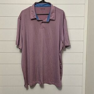 Izod Men's Polo Shirt - Striped Pink and Blue